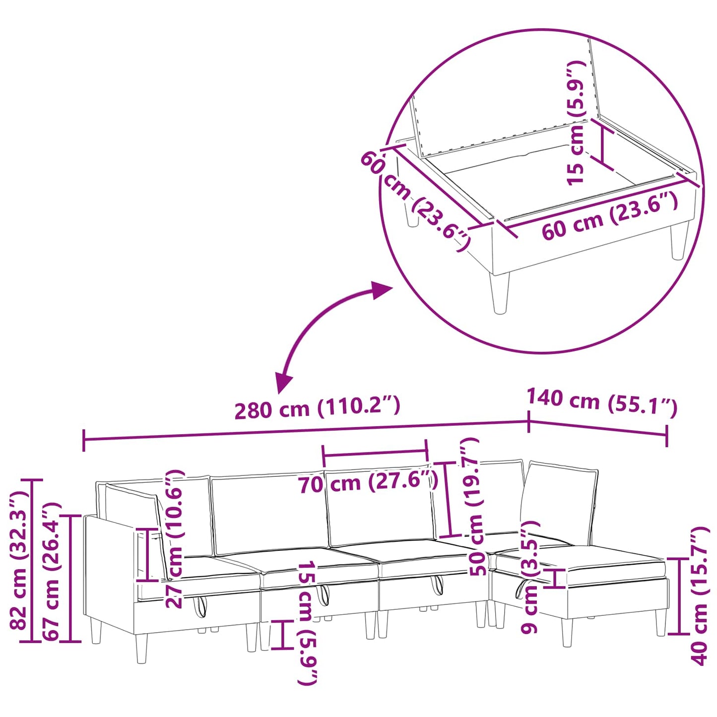 vidaXL Μοτέρ Σαπούνι με Αποθήκη 5 τμχ. Ροζ Ύφασμα