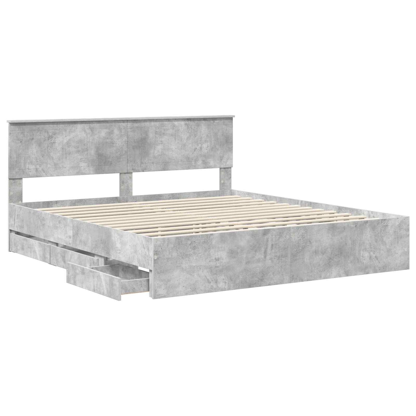vidaXL Σκελετός Κρεβατιού Σκυρόδεμα Γκρι 180 x 200 cm Μηχανήματος Ξύλο