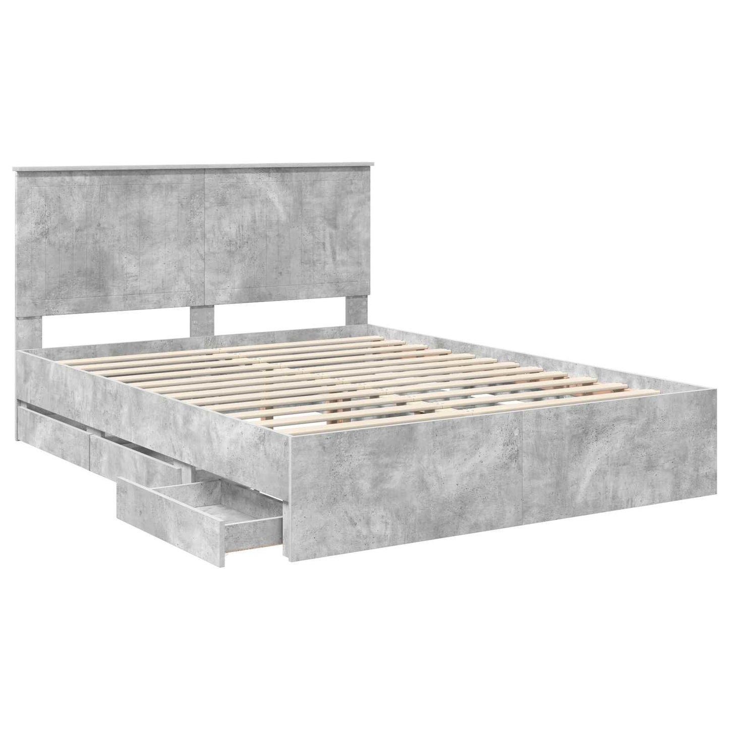 vidaXL Σκελετός Κρεβατιού Σκυρόδεμα Γκρι 150 x 200 cm Μηχανήματος Ξύλο