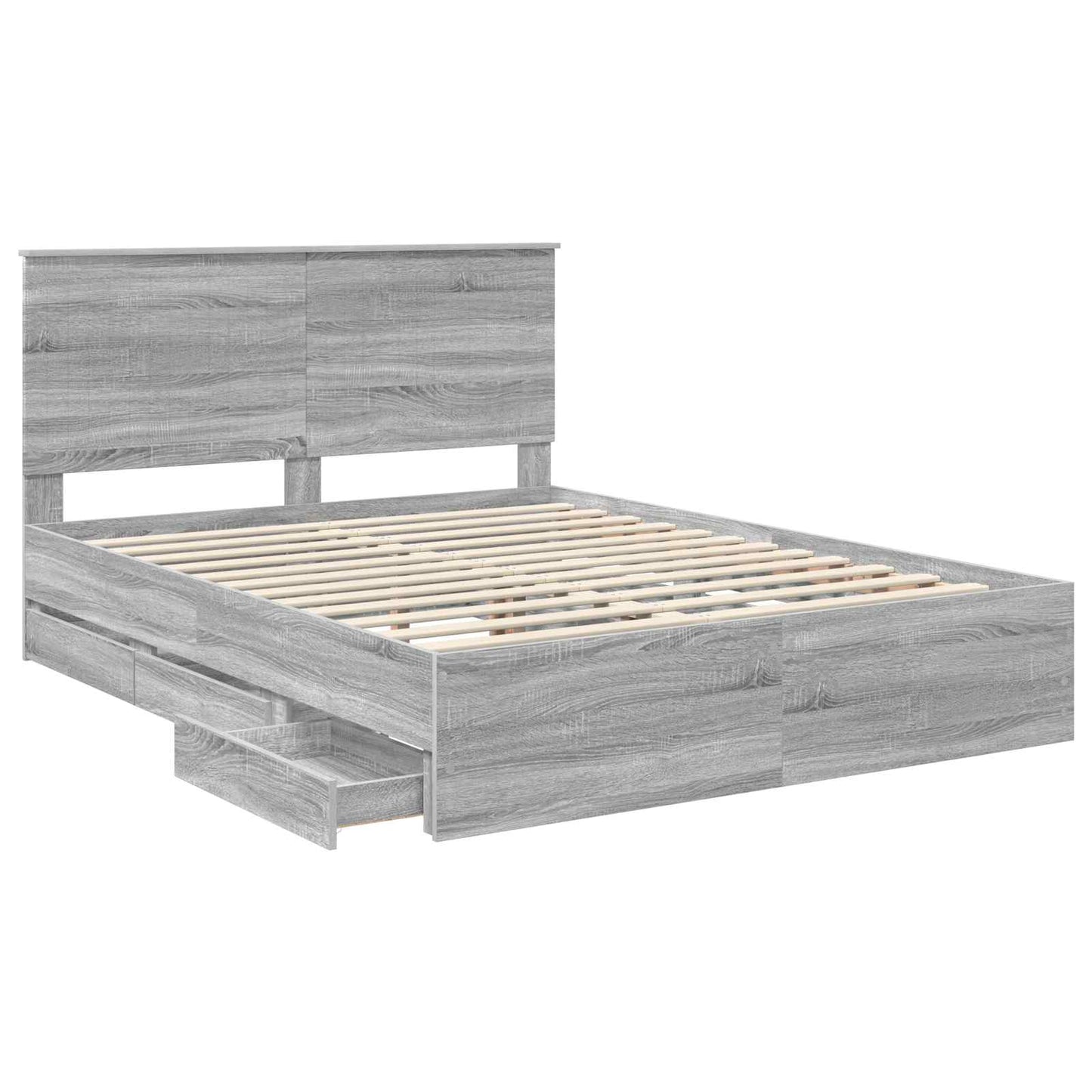 vidaXL Σκελετός Κρεβατιού Γκρίζο Σονομα 150 x 200 cm Μηχανήματος Ξύλο