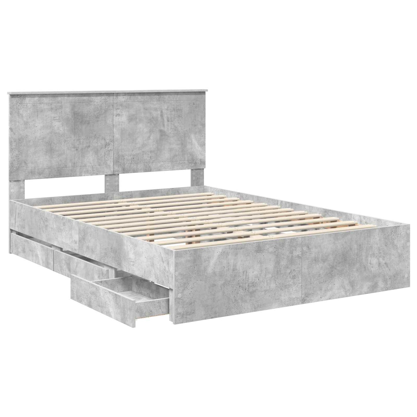 vidaXL Σκελετός Κρεβατιού Σκυρόδεμα Γκρι 140 x 190 cm Μηχανήματος Ξύλο
