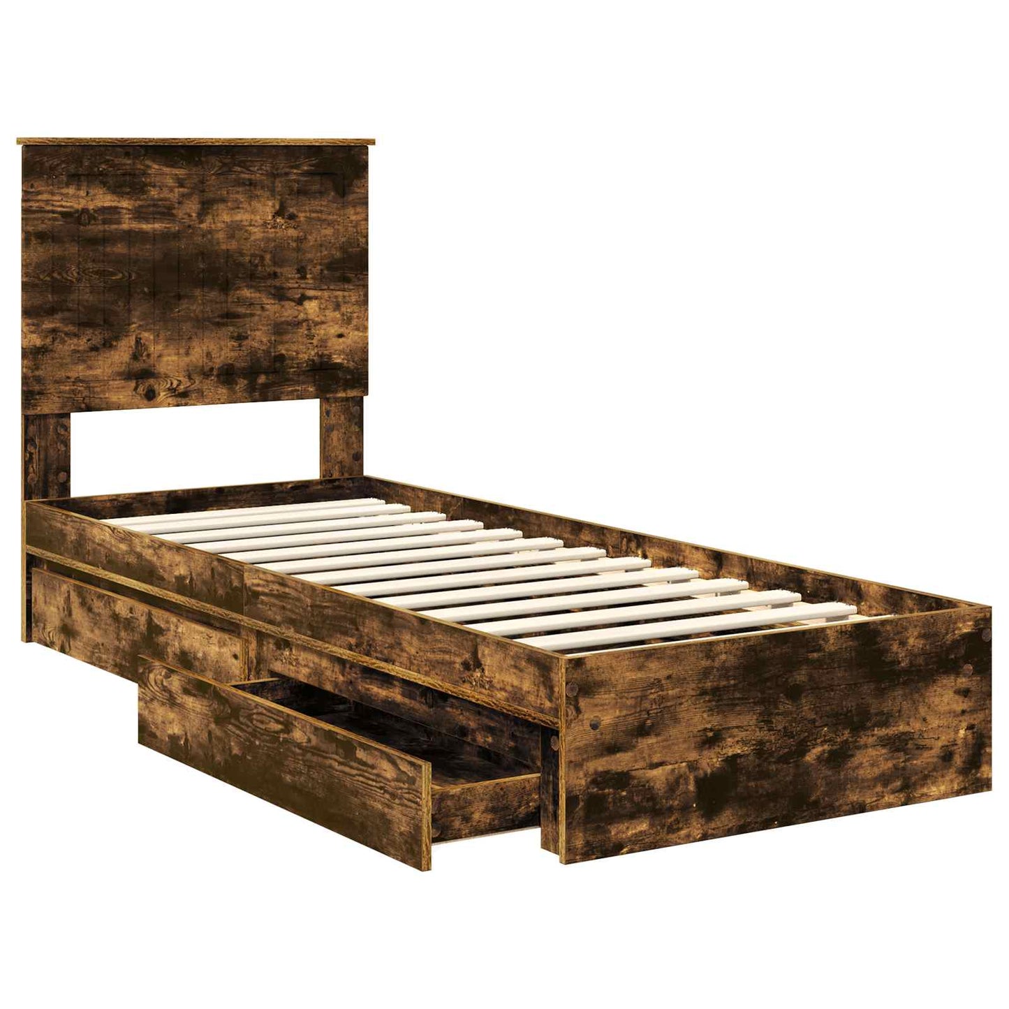 vidaXL Κρεβάτι Αποθήκης Καπνιστό Δρύς 75 x 190 cm Επεξεργασμένο Ξύλο