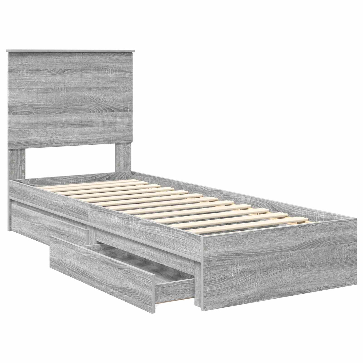 vidaXL Κρεβάτι Αποθήκης Γκρίζο Σονομα 75 x 190 cm Επεξεργασμένο Ξύλο