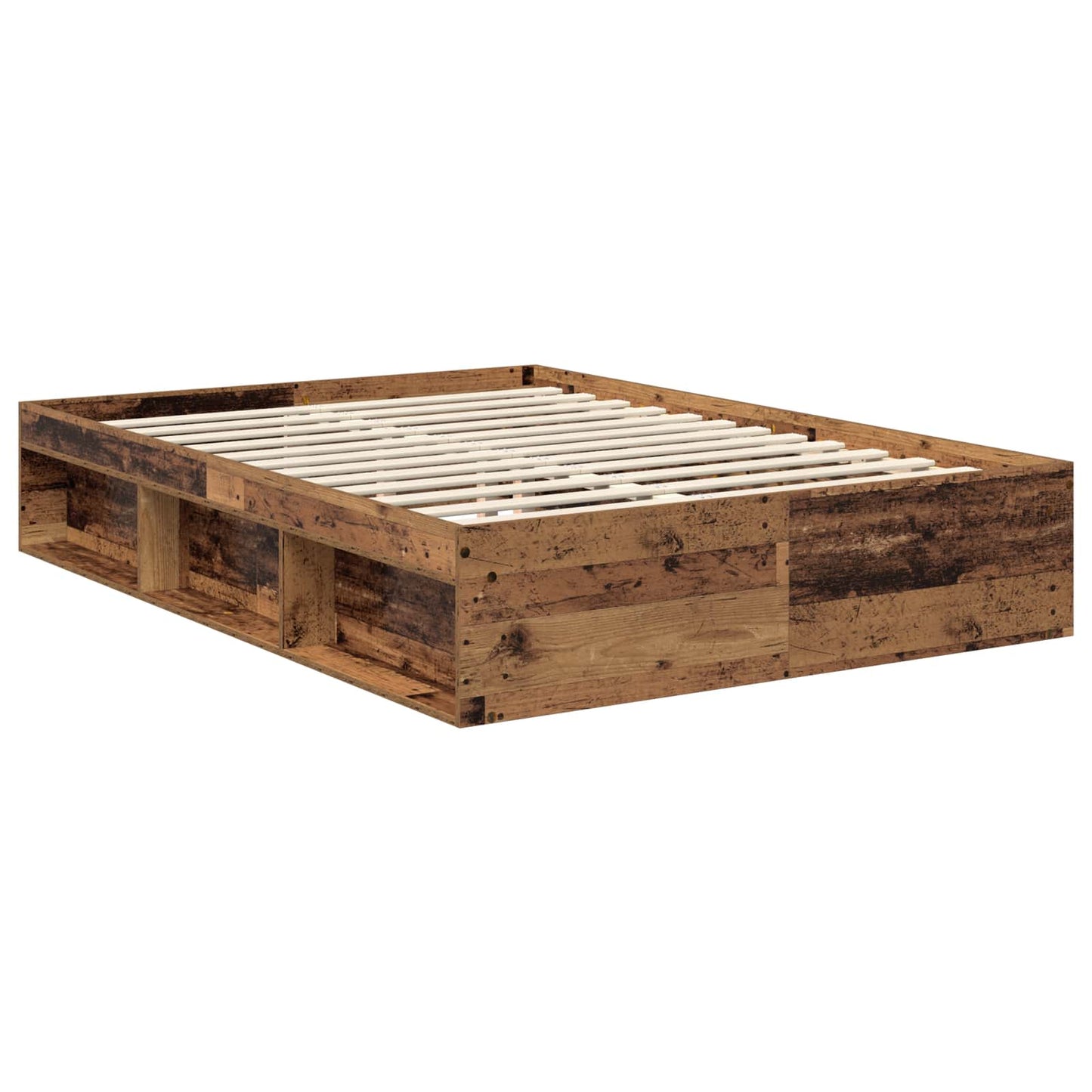 vidaXL Σκελετός Κρεβατιού Παλιό ξύλο 135 x 190 cm Στερεά ξυλεία πεύκου