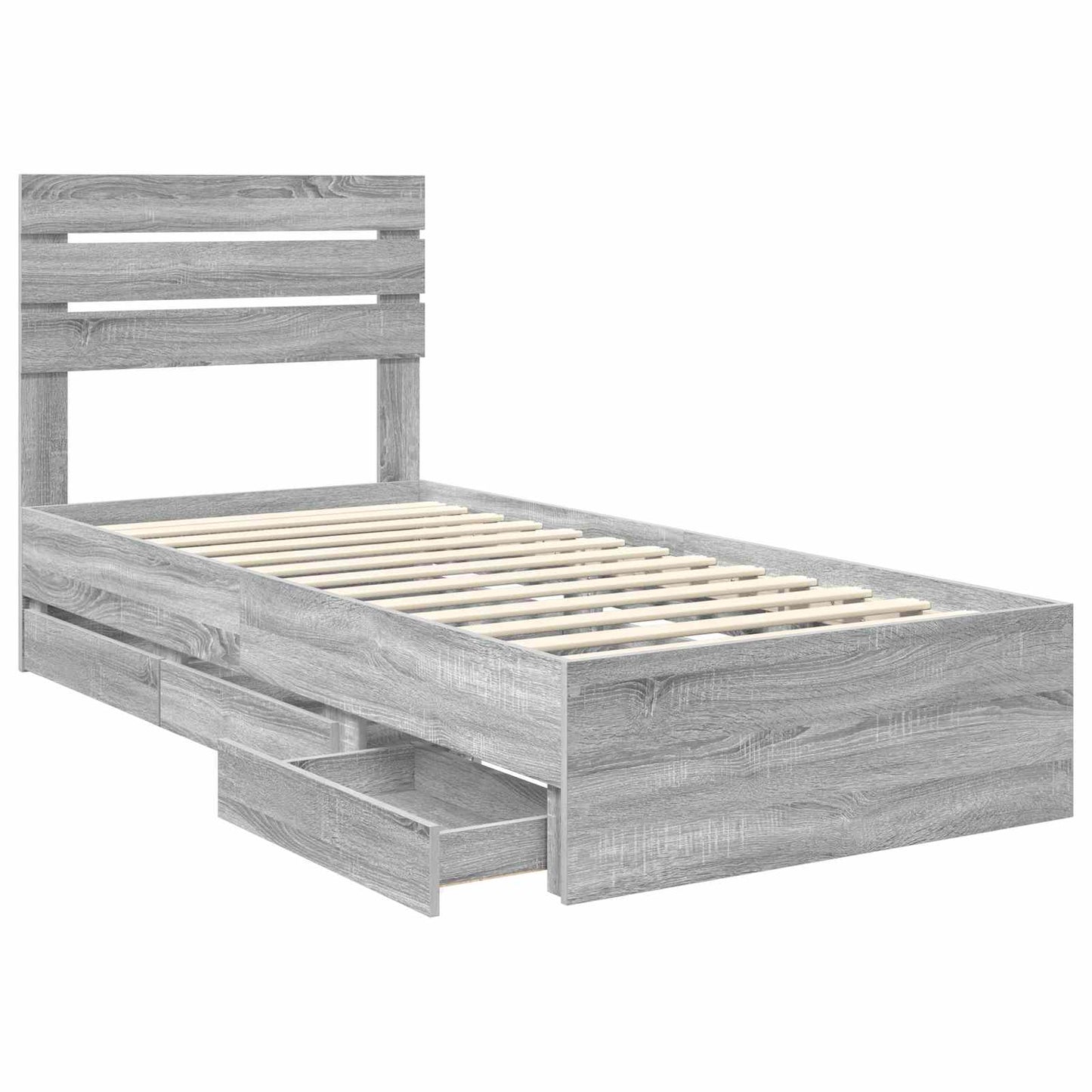 vidaXL Σκελετός Κρεβατιού Γκρίζο Σονομα 90 x 190 cm Μηχανήματος Ξύλο