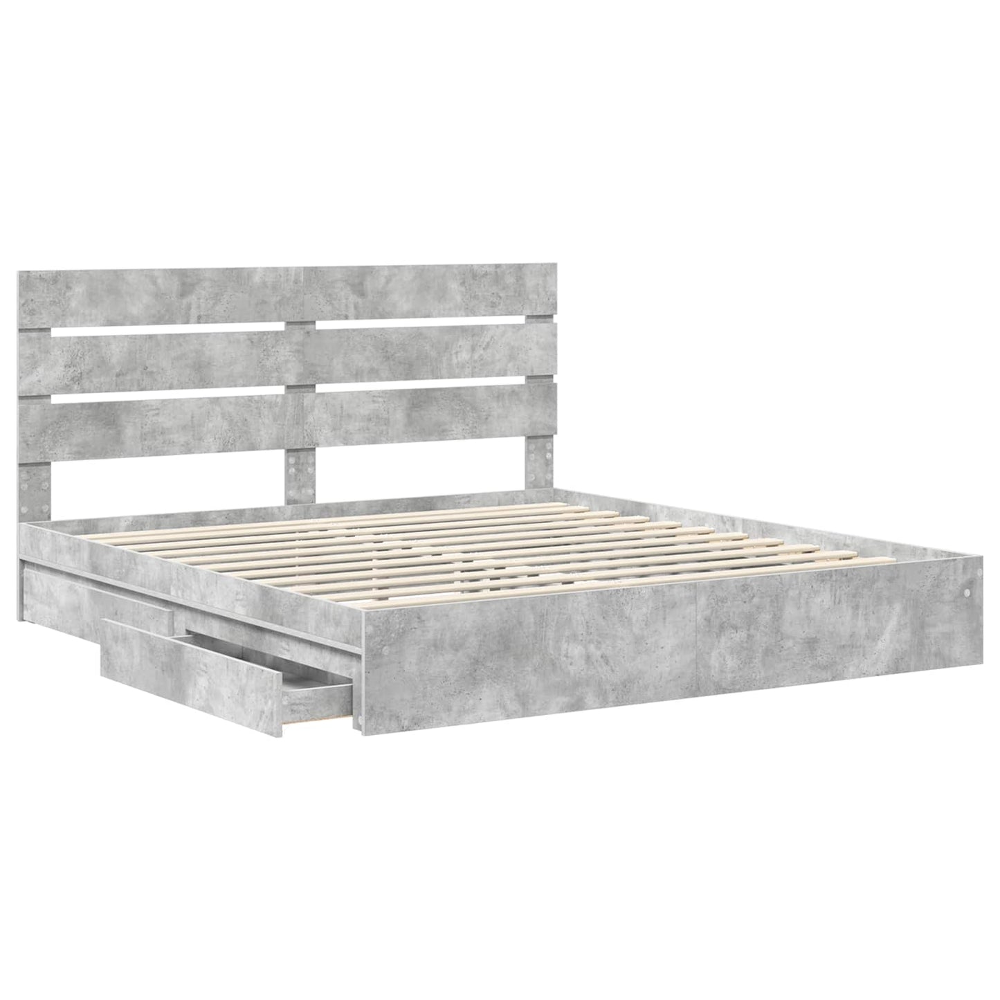 vidaXL Κρεβάτι Αποθήκης Σκυρόδεμα Γκρι 200 x 200 cm Επεξεργασμένο Ξύλο