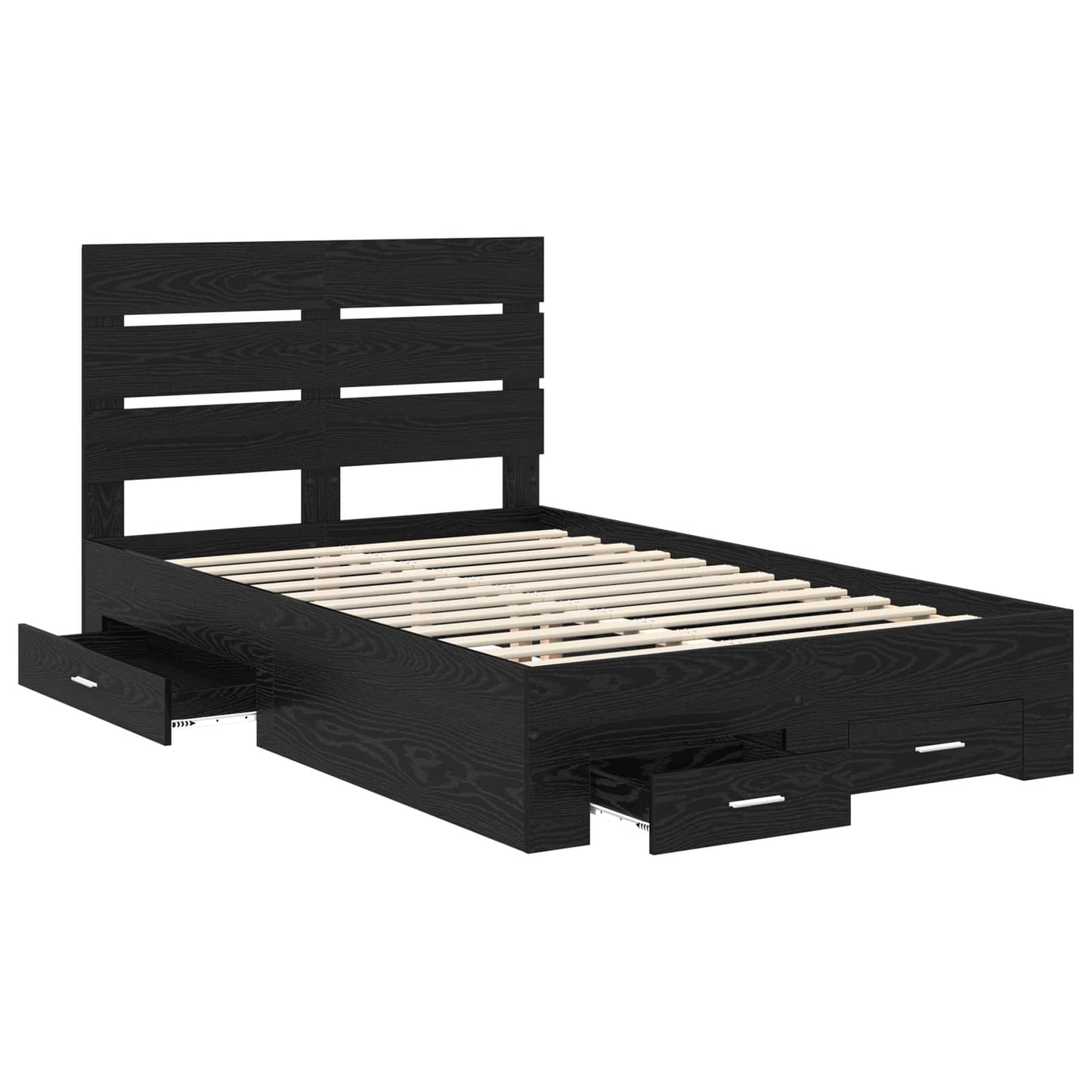 vidaXL Σκελετός Κρεβατιού Μαύρη Οξυά 135 x 190 cm Επεξεργασμένο Ξύλο