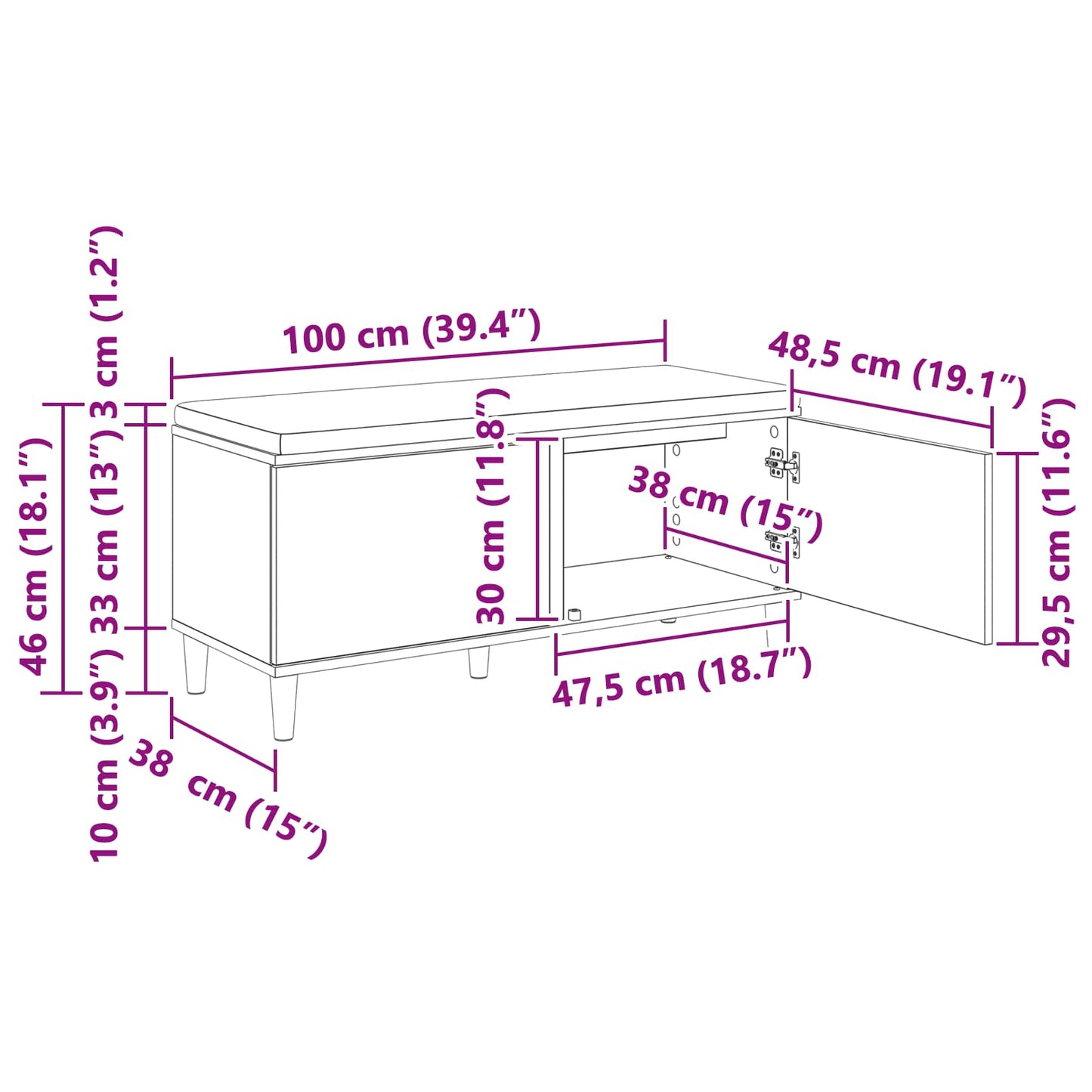 vidaXL Παγκάκι Χαλωρίου με μαξιλάρι Παλιό ξύλο 60 x 38 x 46 εκ
