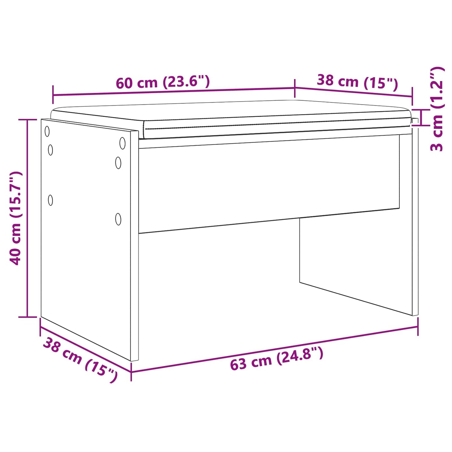 vidaXL Παγκάκι Χαλωρίου με μαξιλάρι Λευκό 63 x 38 x 40 εκ