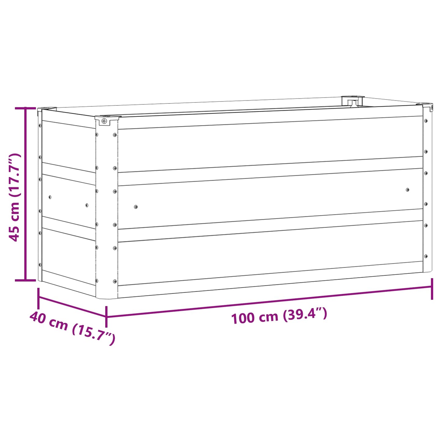 vidaXL Γλάστρα Ανοιχτό γκρι 100 x 40 x 45 cm Ατσάλι