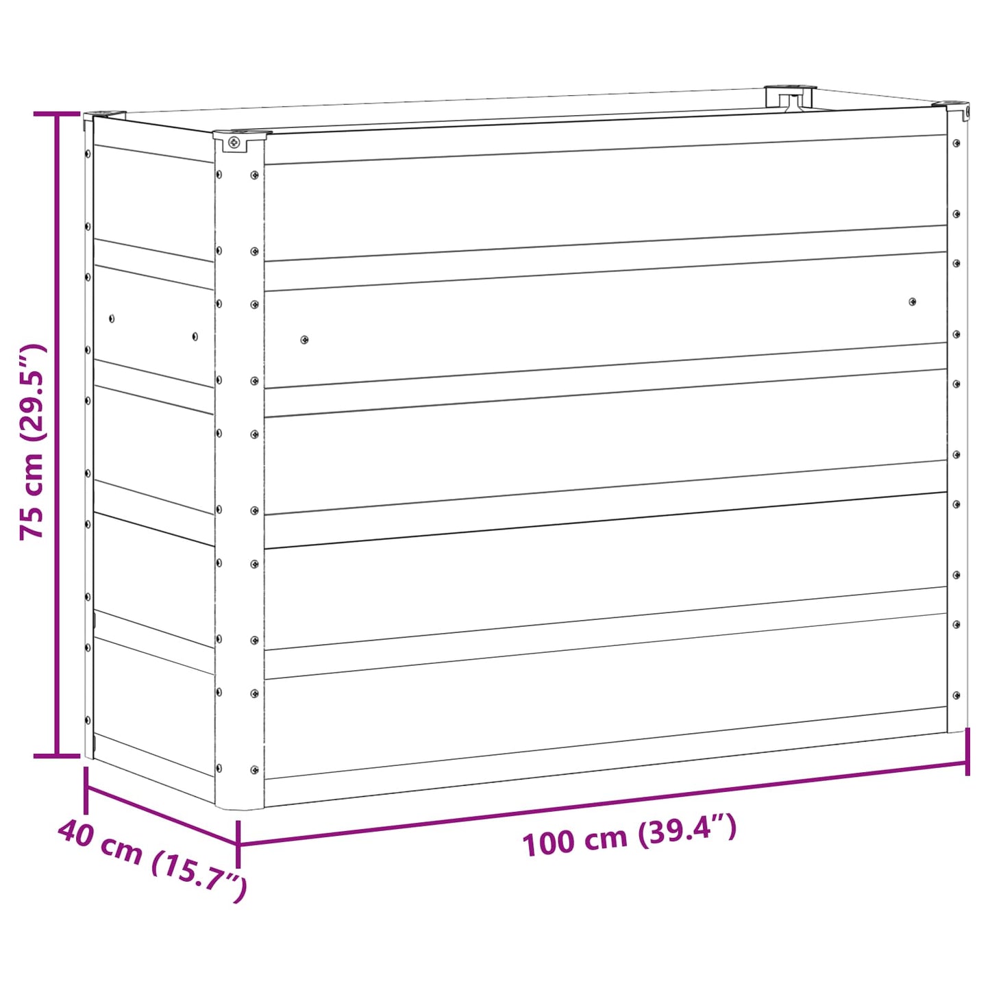 vidaXL Γλάστρα Ανοιχτό γκρι 100 x 40 x 75 cm Ατσάλι