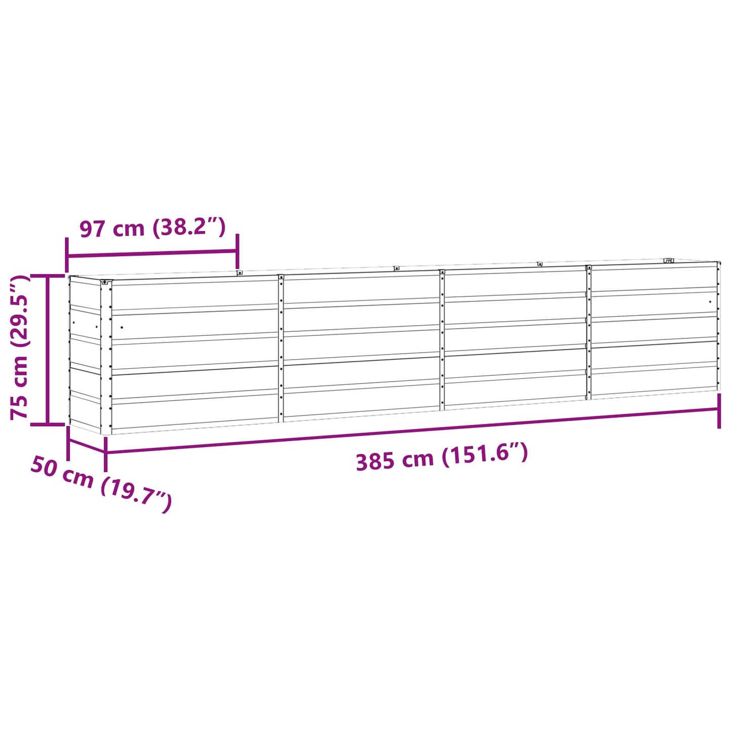 vidaXL Γλάστρα Ανοιχτό γκρι 480 x 50 x 45 εκ Επικαλυμμένος Χάλυβας