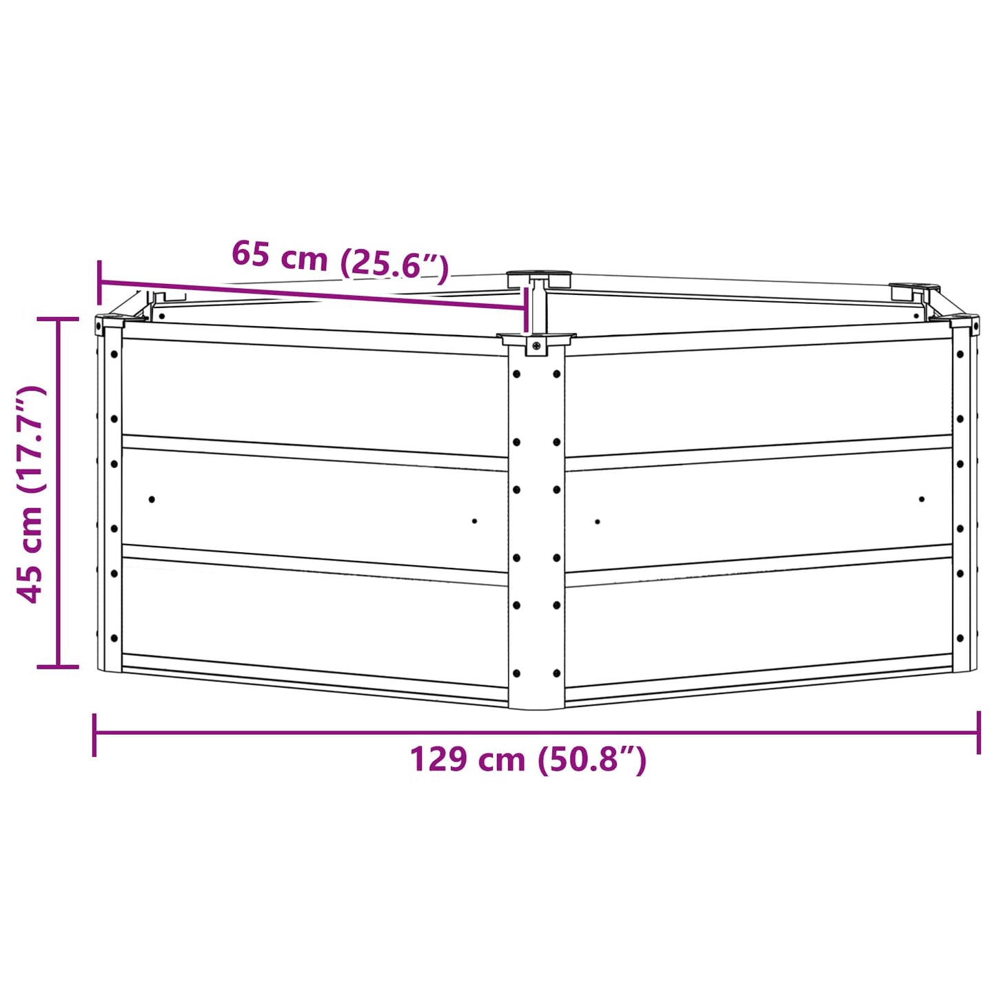vidaXL Γλάστρα Ανθρακί 129 x 129 x 45 cm Ατσάλι