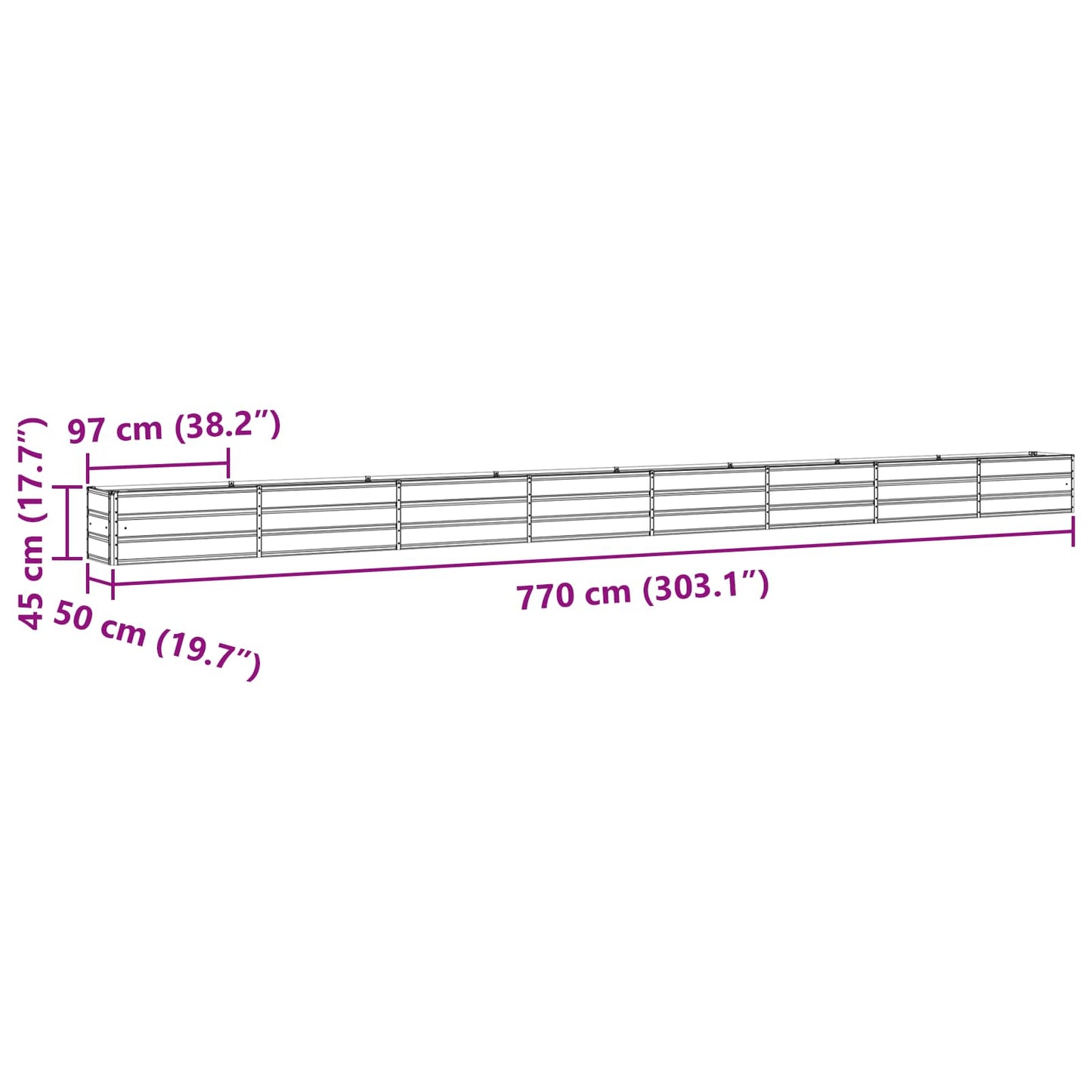 vidaXL Γλάστρα Ανθρακί 770 x 50 x 45 εκ Επικαλυμμένος Χάλυβας