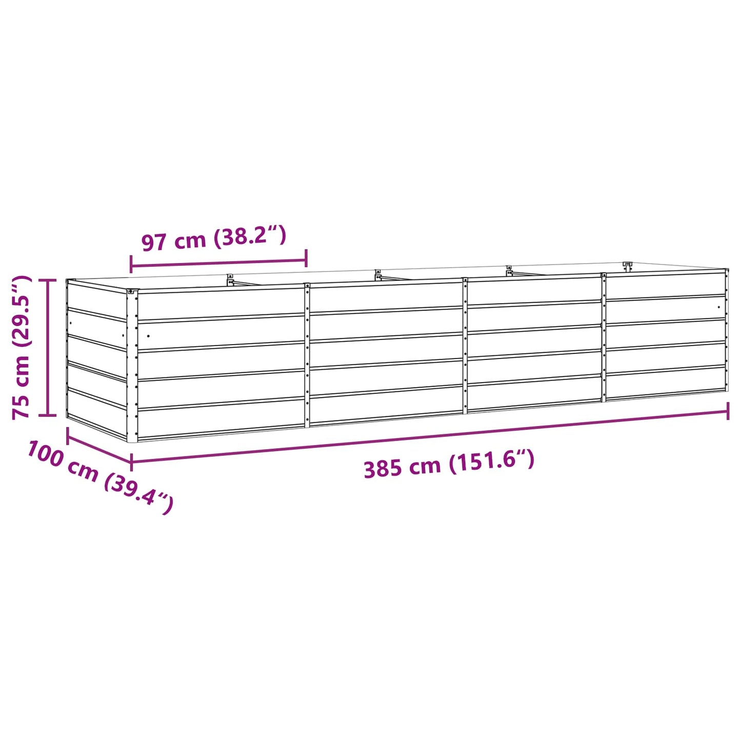 vidaXL Γλάστρα Ανθρακί 385 x 100 x 75 εκ Επικαλυμμένος Χάλυβας