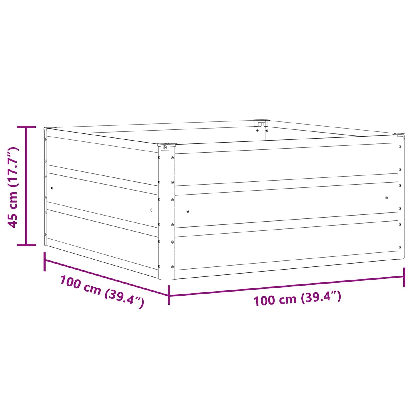 vidaXL Γλάστρα Παστέλ Πράσινο 100 x 100 x 45 cm Ατσάλι