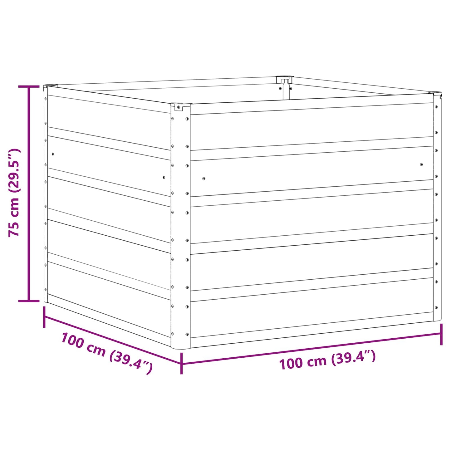vidaXL Γλάστρα Παστέλ Πράσινο 100 x 100 x 75 εκ Ατσάλι