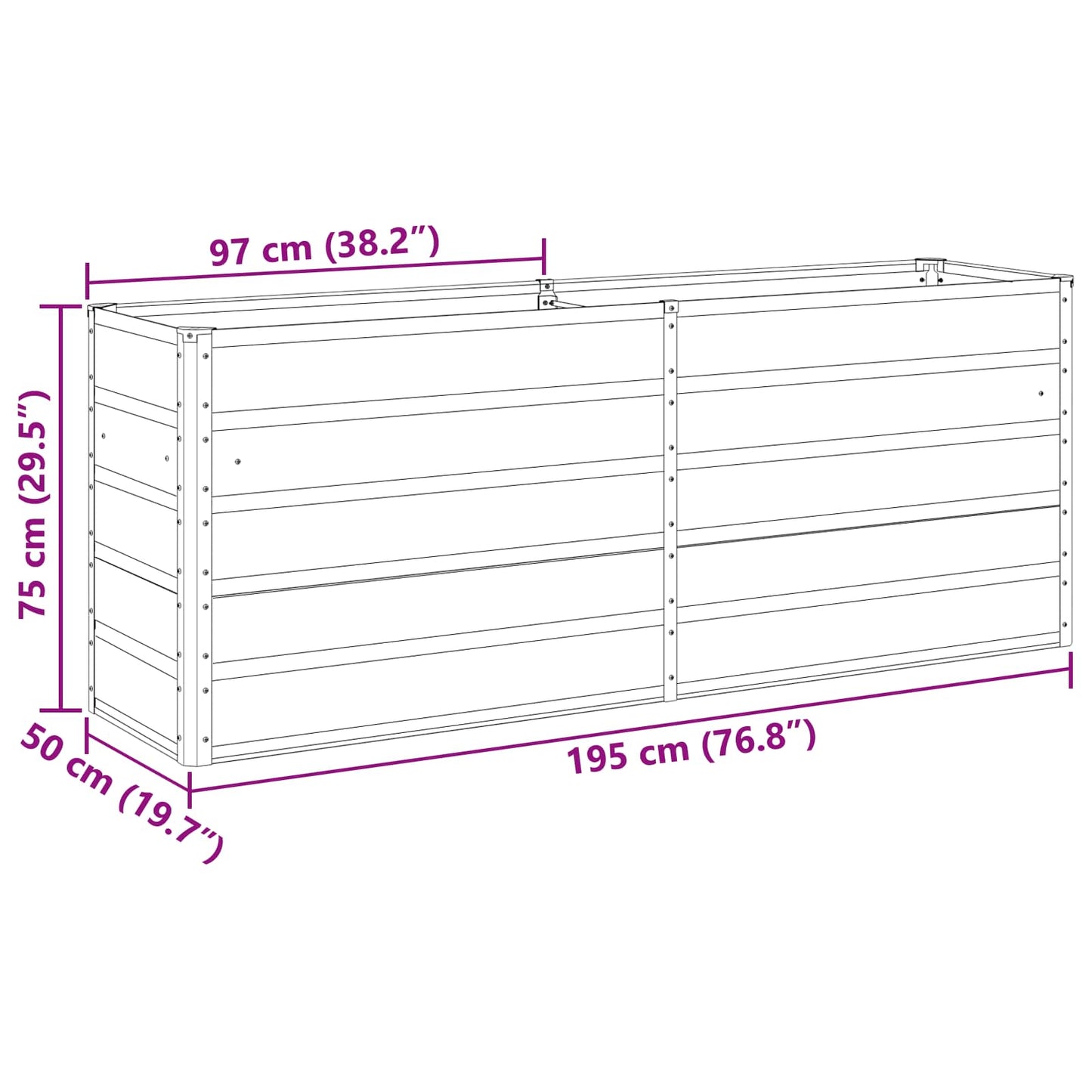 vidaXL Γλάστρα Παστέλ Πράσινο 195 x 50 x 77 εκ Επικαλυμμένος Χάλυβας