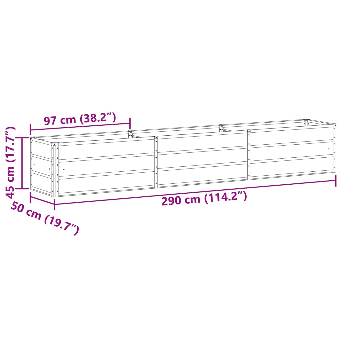 vidaXL Γλάστρα Παστέλ Πράσινο 480 x 50 x 45 εκ Επικαλυμμένος Χάλυβας