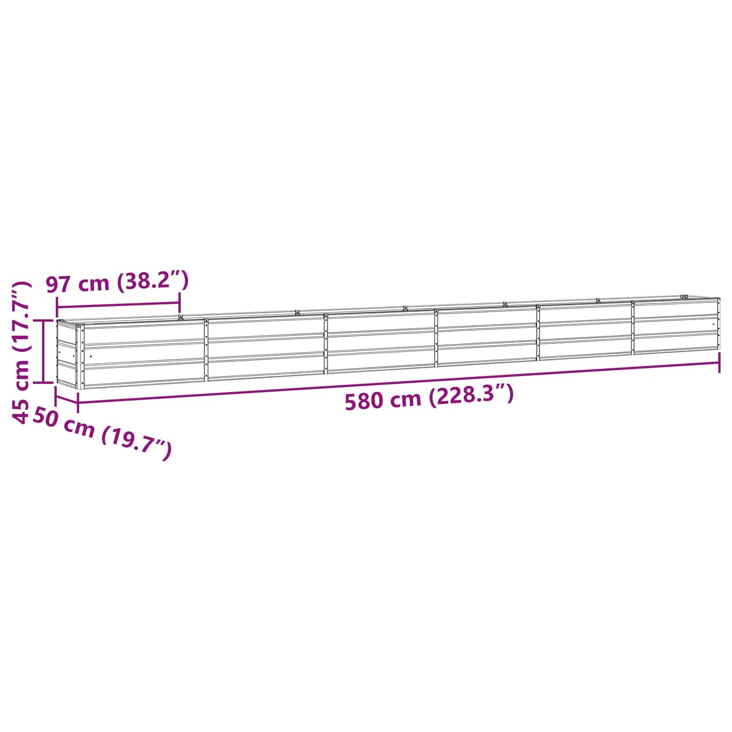 vidaXL Γλάστρα Παστέλ Πράσινο 580 x 50 x 45 εκ Επικαλυμμένος Χάλυβας