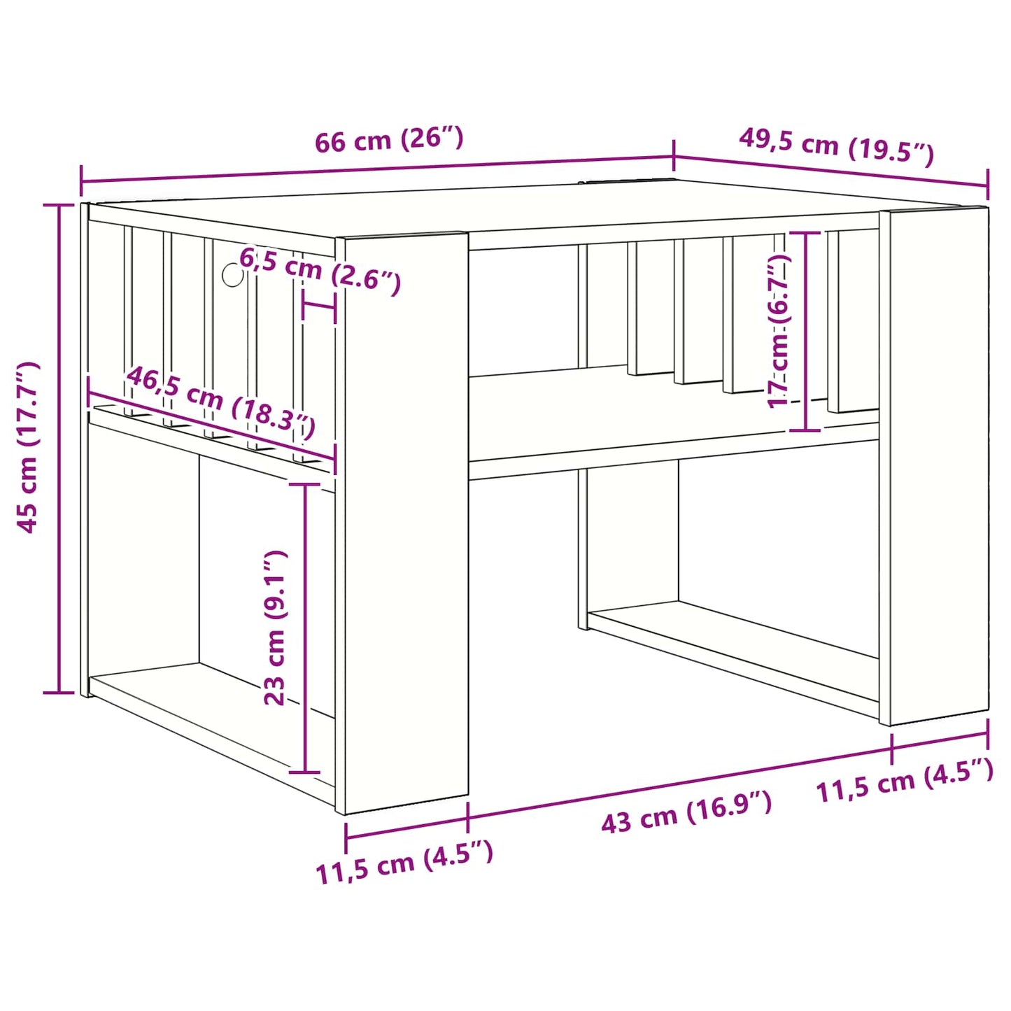 vidaXL Τραπεζάκι σαλονιού Σκυρόδεμα Γκρι 66 x 49,5 x 45 εκ.