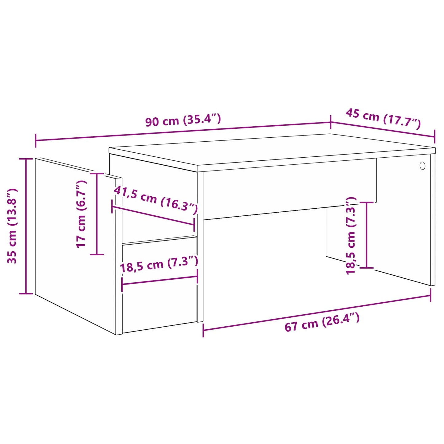 vidaXL Τραπεζάκι σαλονιού Σκυρόδεμα Γκρι 90 x 45 x 35 cm