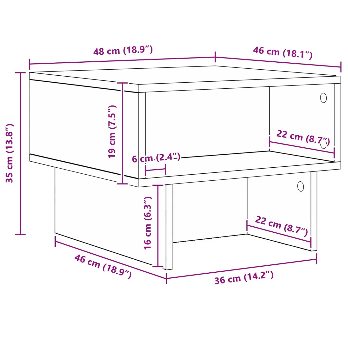 vidaXL Τραπεζάκι σαλονιού Λευκό 48 x 46 x 35 εκ. Επεξεργασμένο ξύλο