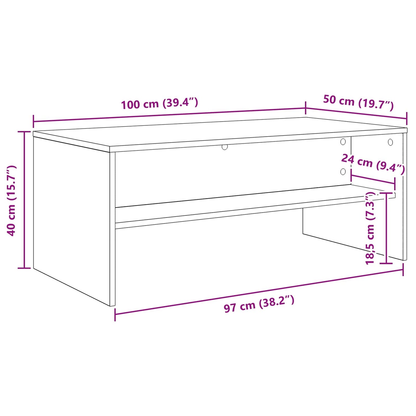 vidaXL Τραπεζάκι σαλονιού Καπνιστό Δρύς 100 x 50 x 40 cm