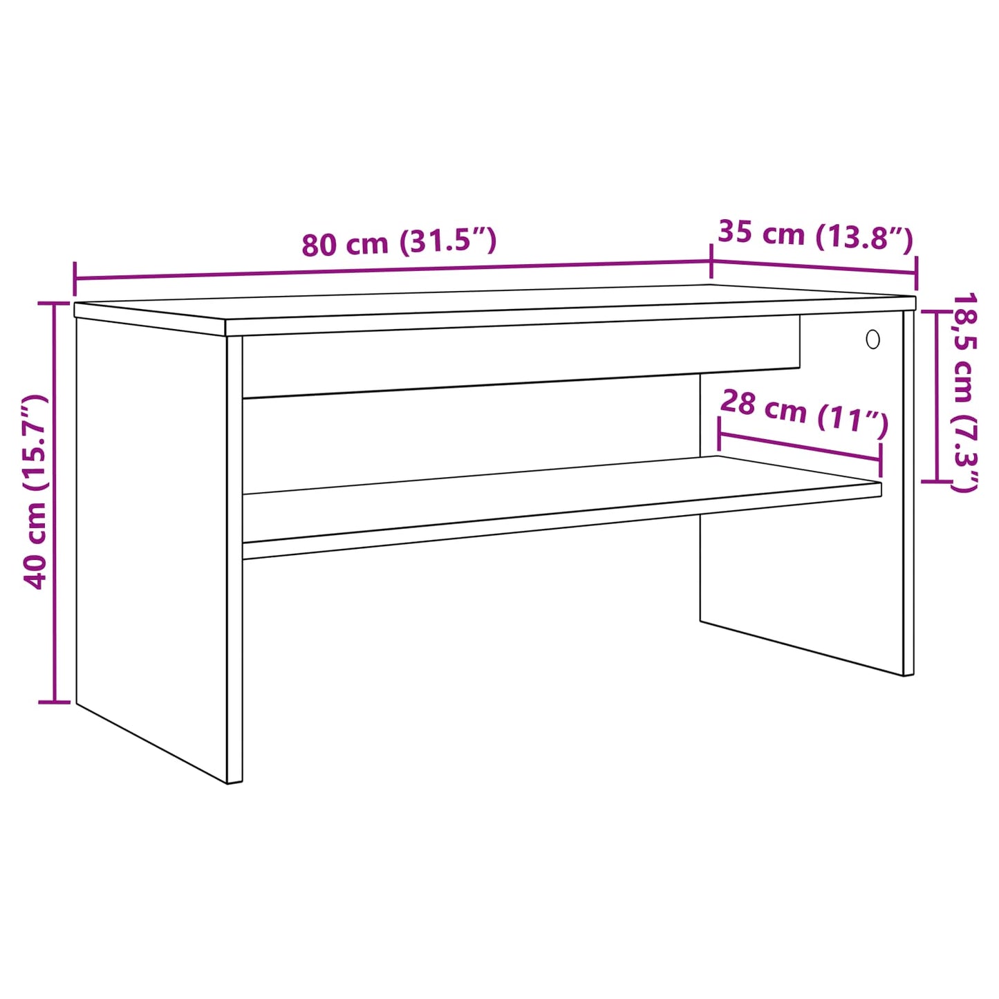 vidaXL Ντουλάπι TV 80 x 35 x 40 εκ Λευκό Επεξεργασμένο Ξύλο