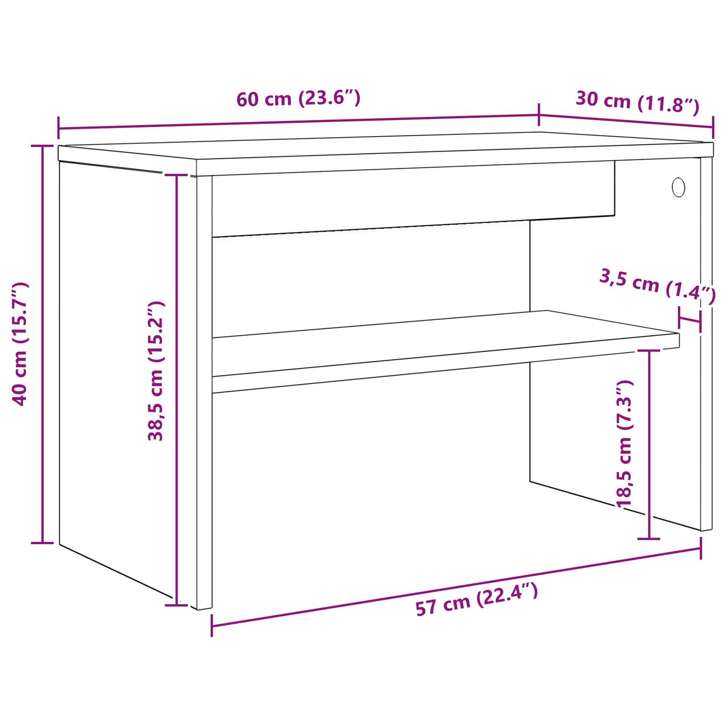 vidaXL Ντουλάπι TV 60 x 30 x 40 εκ. Καπνιστό Δρύς Επεξεργασμένο Ξύλο