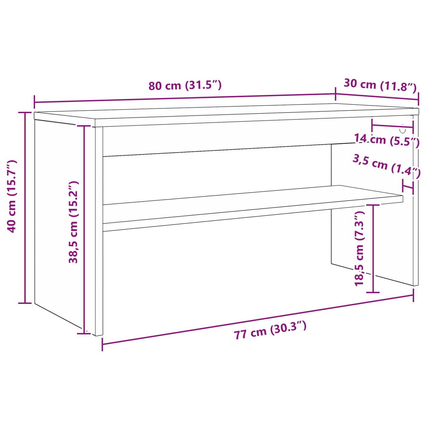 vidaXL Ντουλάπι TV 80 x 30 x 40 εκ Καπνισμένο Ξύλο Δρυός
