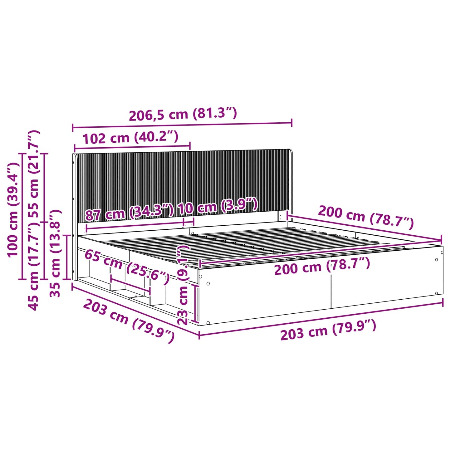 vidaXL Καλάθι με αποθήκη και κεφαλάρι Λευκό 200 x 200 cm