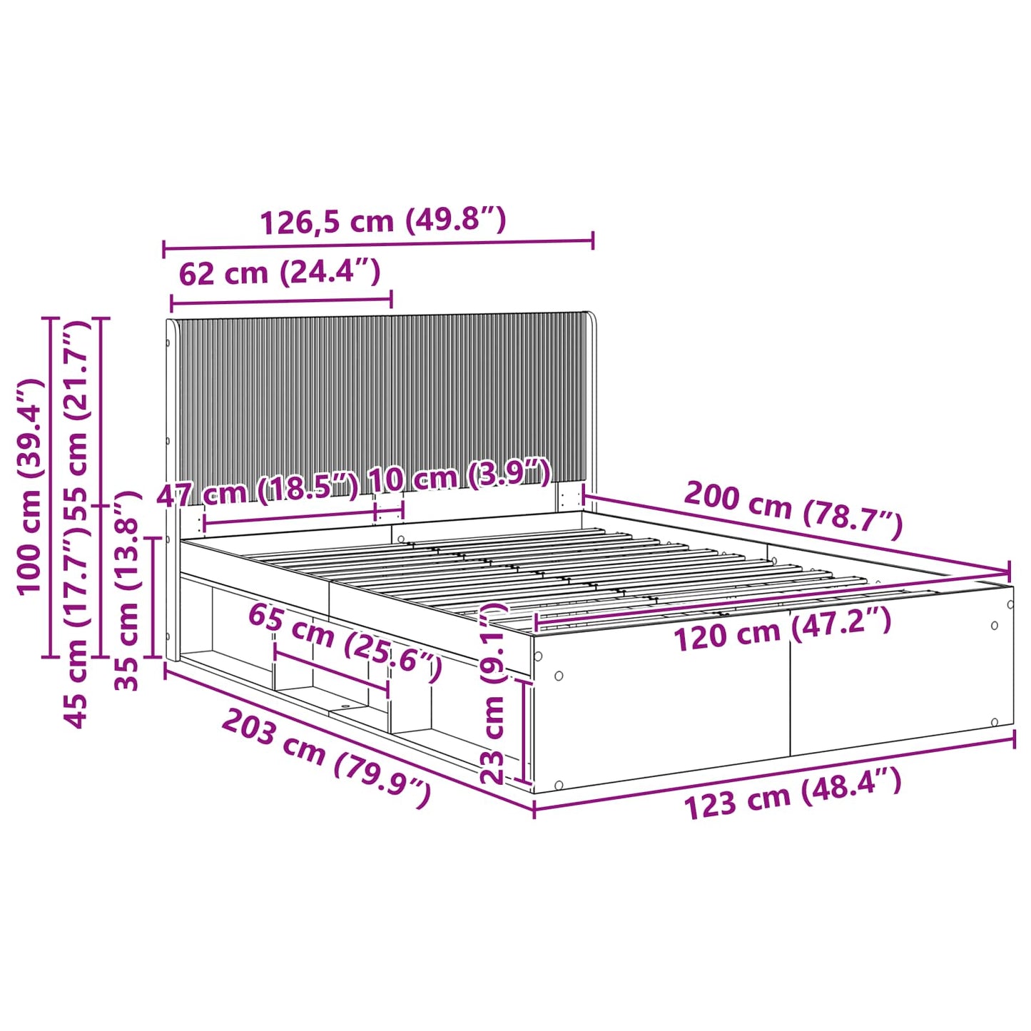 vidaXL Καλάθι με αποθήκη και κεφαλάρι Artisan Δρυς 120 x 200 cm