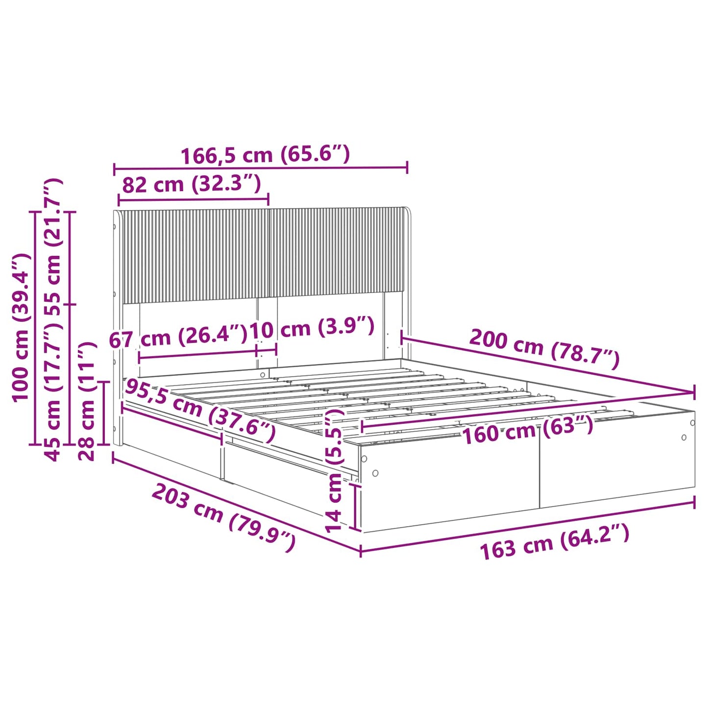 vidaXL Καλάθι με αποθήκη και κεφαλάρι Λευκό 160 x 200 cm