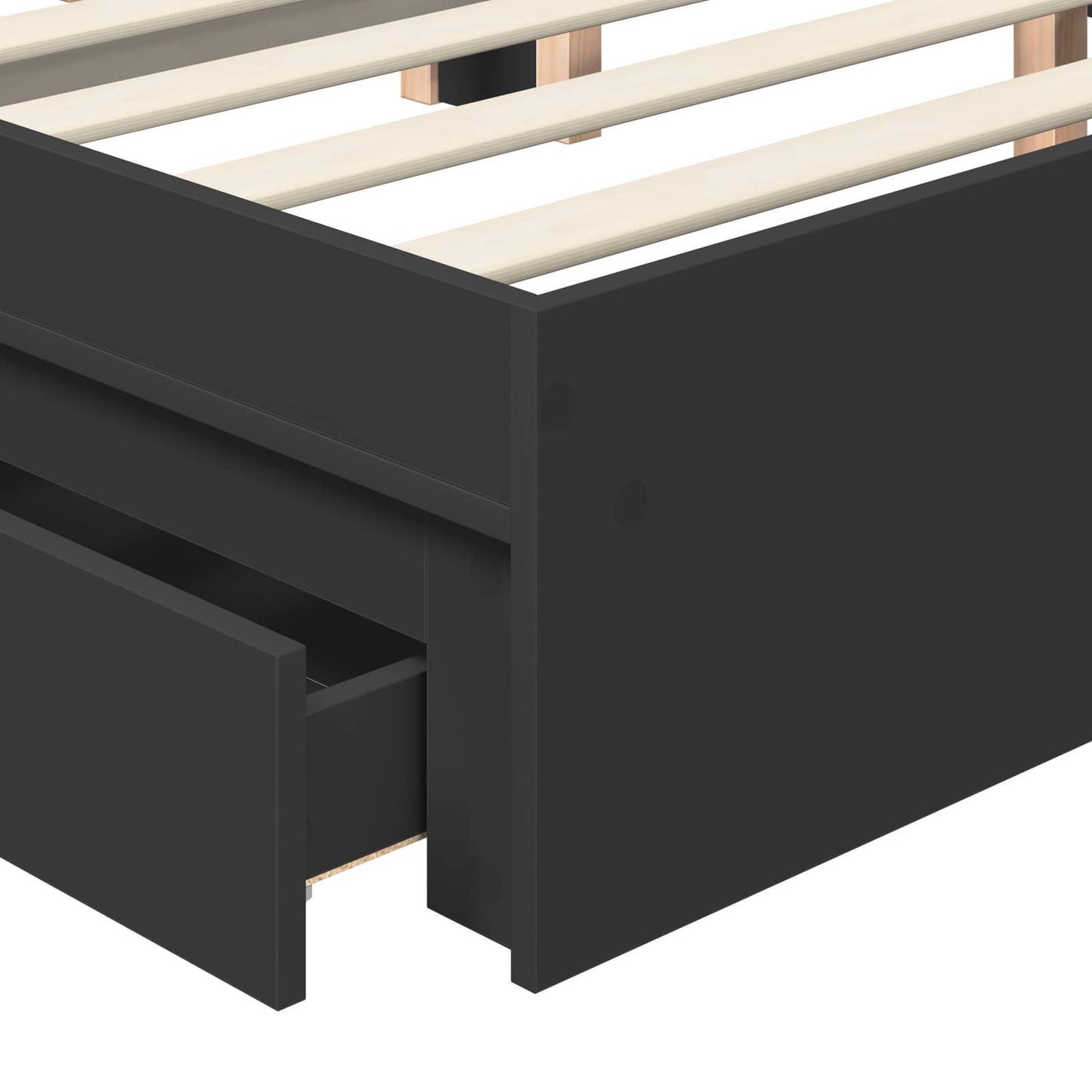vidaXL Κρεβάτι Αποθήκης Μαύρο 200 x 200 cm Επεξεργασμένο ξύλο