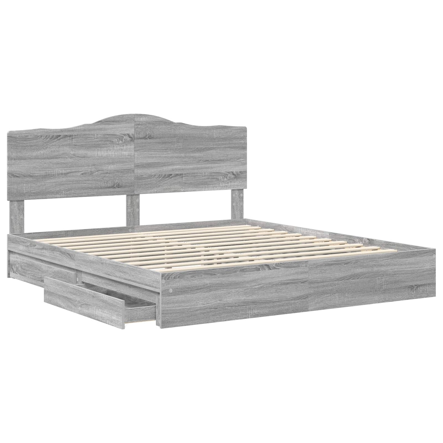vidaXL Κρεβάτι Αποθήκης Γκρίζο Σονομα 180 x 200 cm Επεξεργασμένο Ξύλο