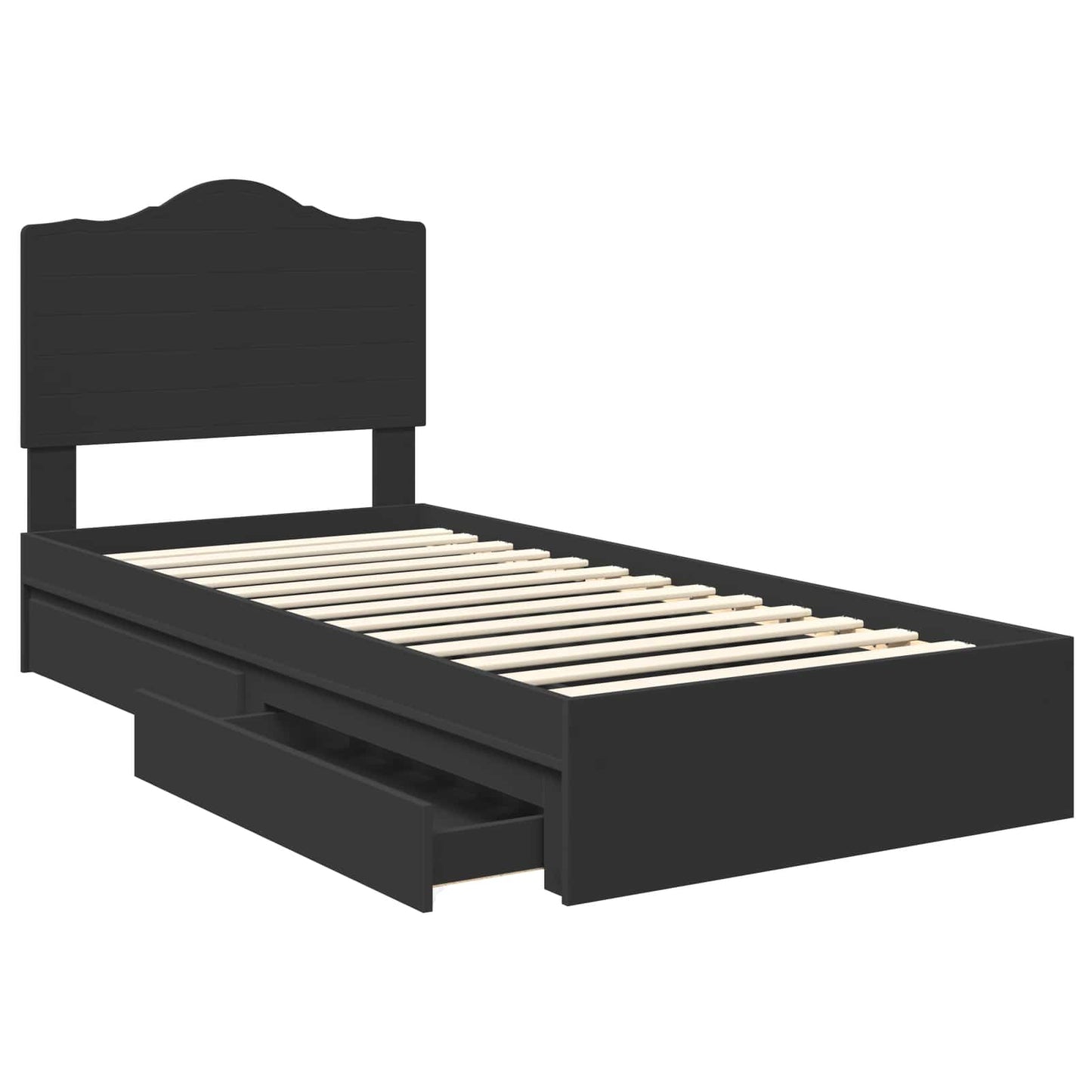 vidaXL Κρεβάτι Αποθήκης Μαύρο 70 x 190 cm Επεξεργασμένο Ξύλο
