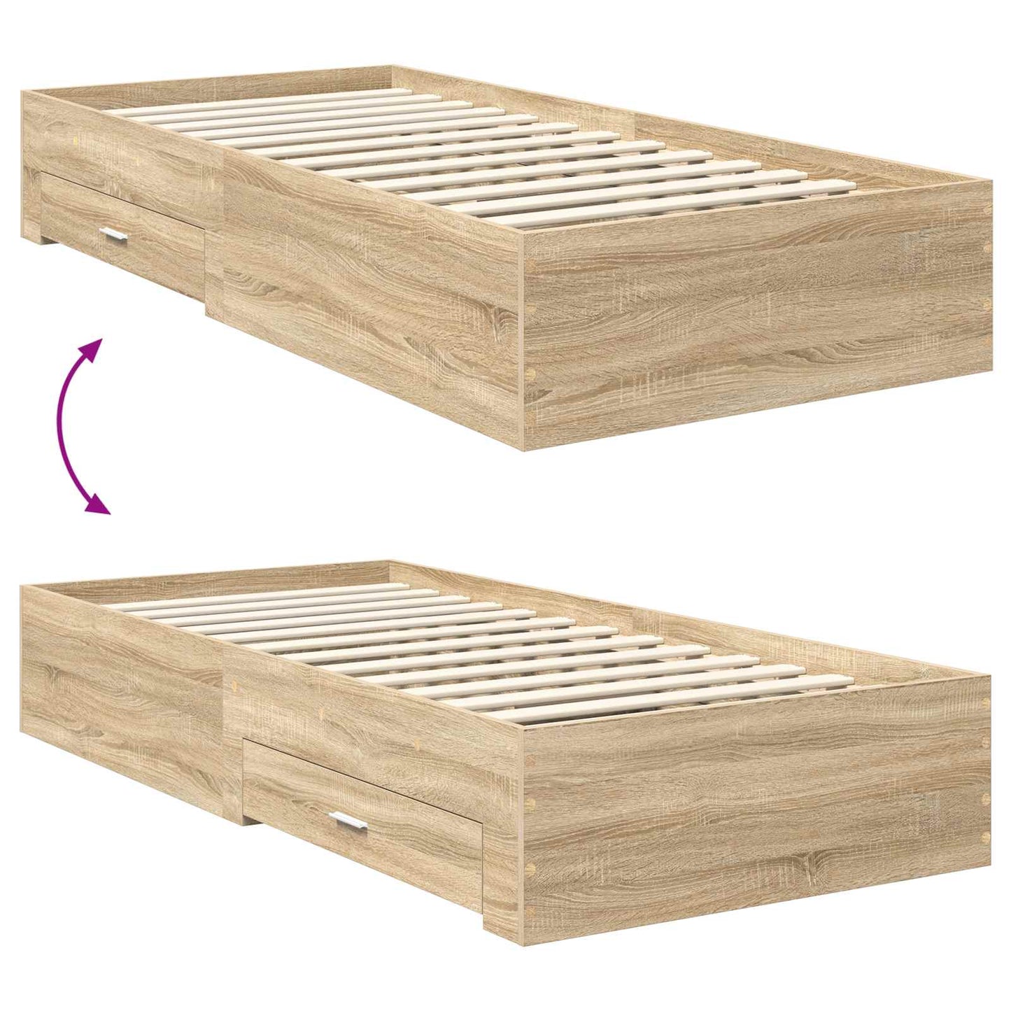 vidaXL Σκελετός Κρεβατιού Sonoma Δρυς 90 x 200 cm Επεξεργασμένο Ξύλο