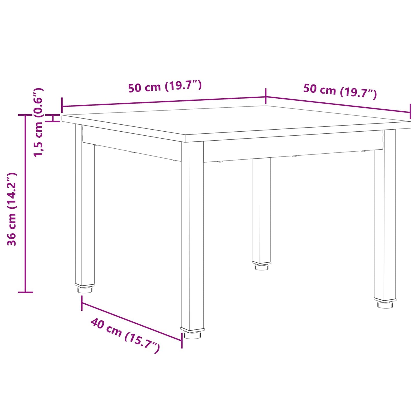 vidaXL Τραπεζάκι σαλονιού Λευκό 50 x 50 x 36 εκ. Στερεά ξυλεία πεύκου