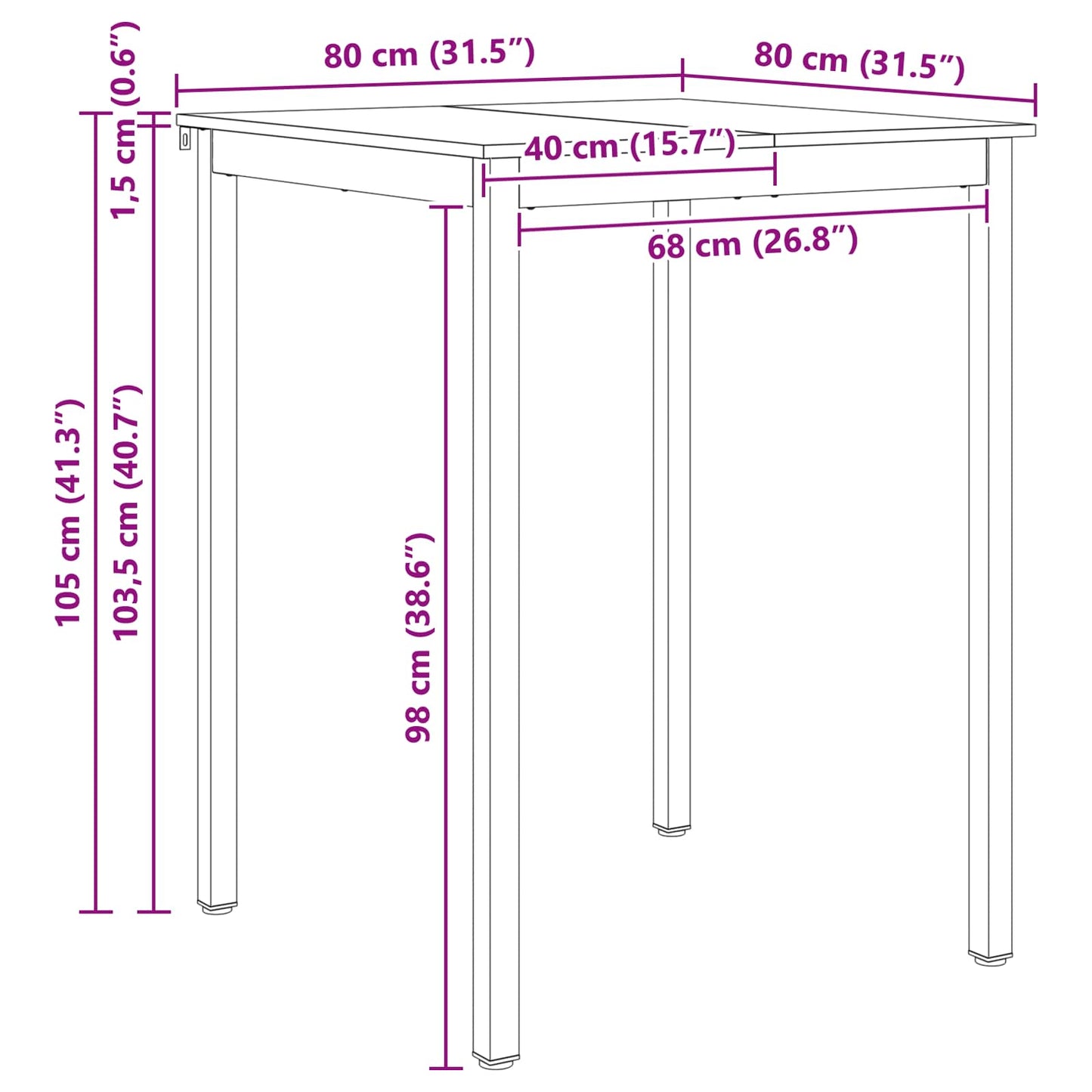 vidaXL Τραπέζι μπαρ Λευκό 110 x 55 x 105 εκ. Στερεά ξυλεία πεύκου