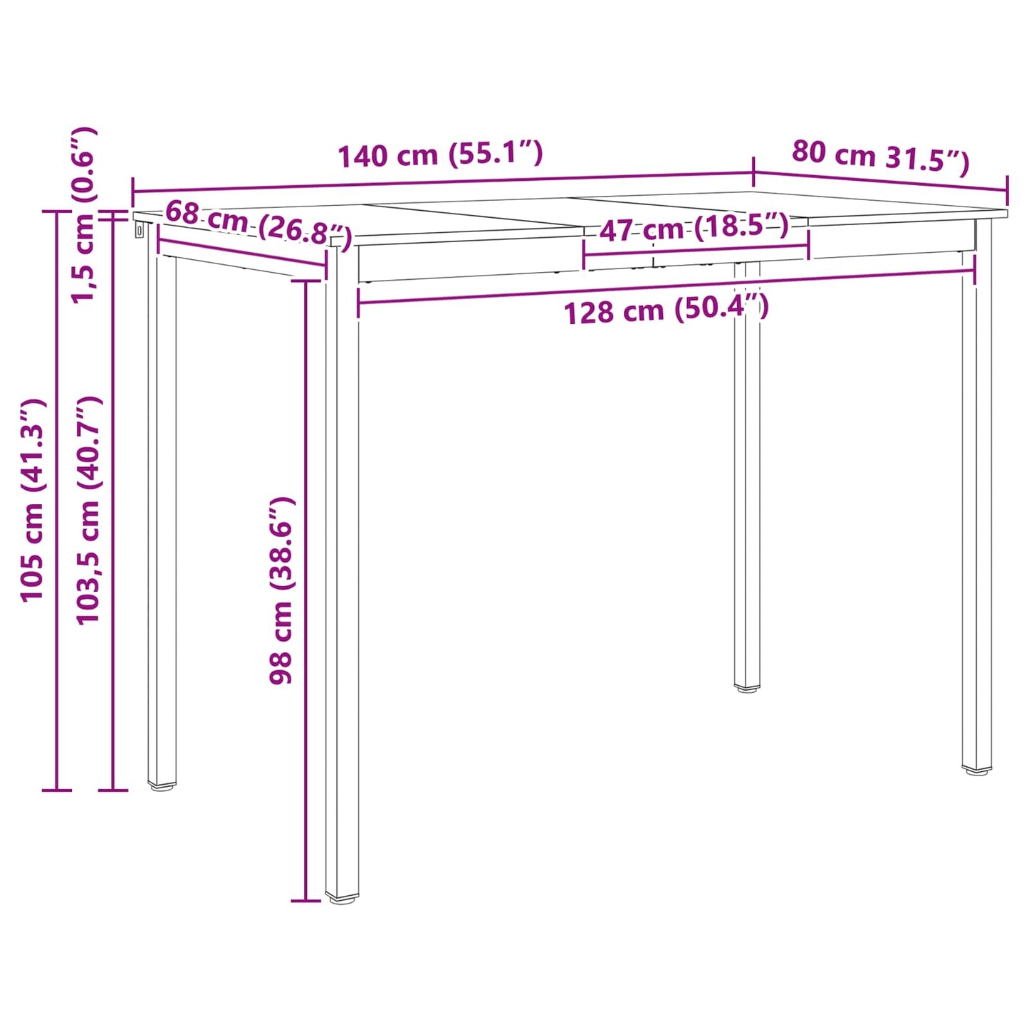 vidaXL Τραπέζι μπαρ Φυσικό 110 x 55 x 105 εκ. Στερεά ξυλεία πεύκου