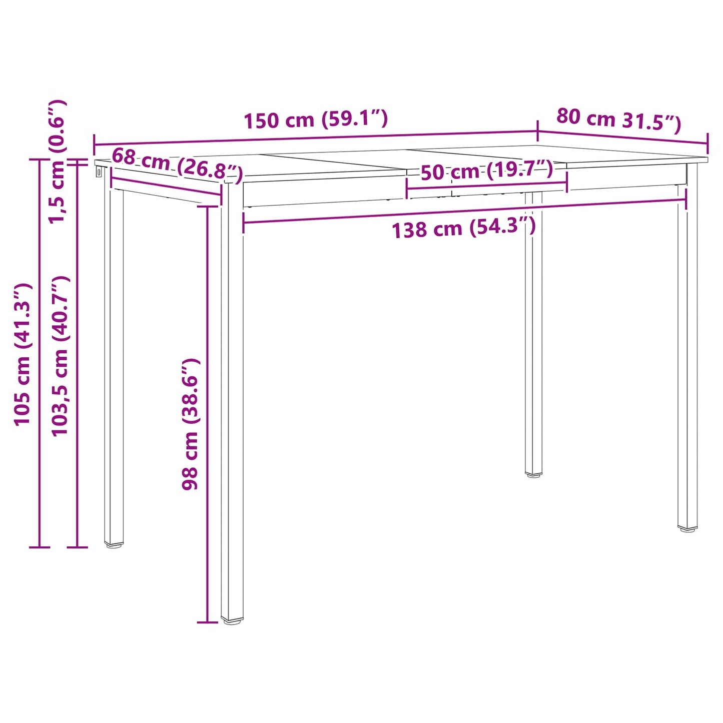vidaXL Τραπέζι μπαρ Λευκό 110 x 55 x 105 εκ. Στερεά ξυλεία πεύκου