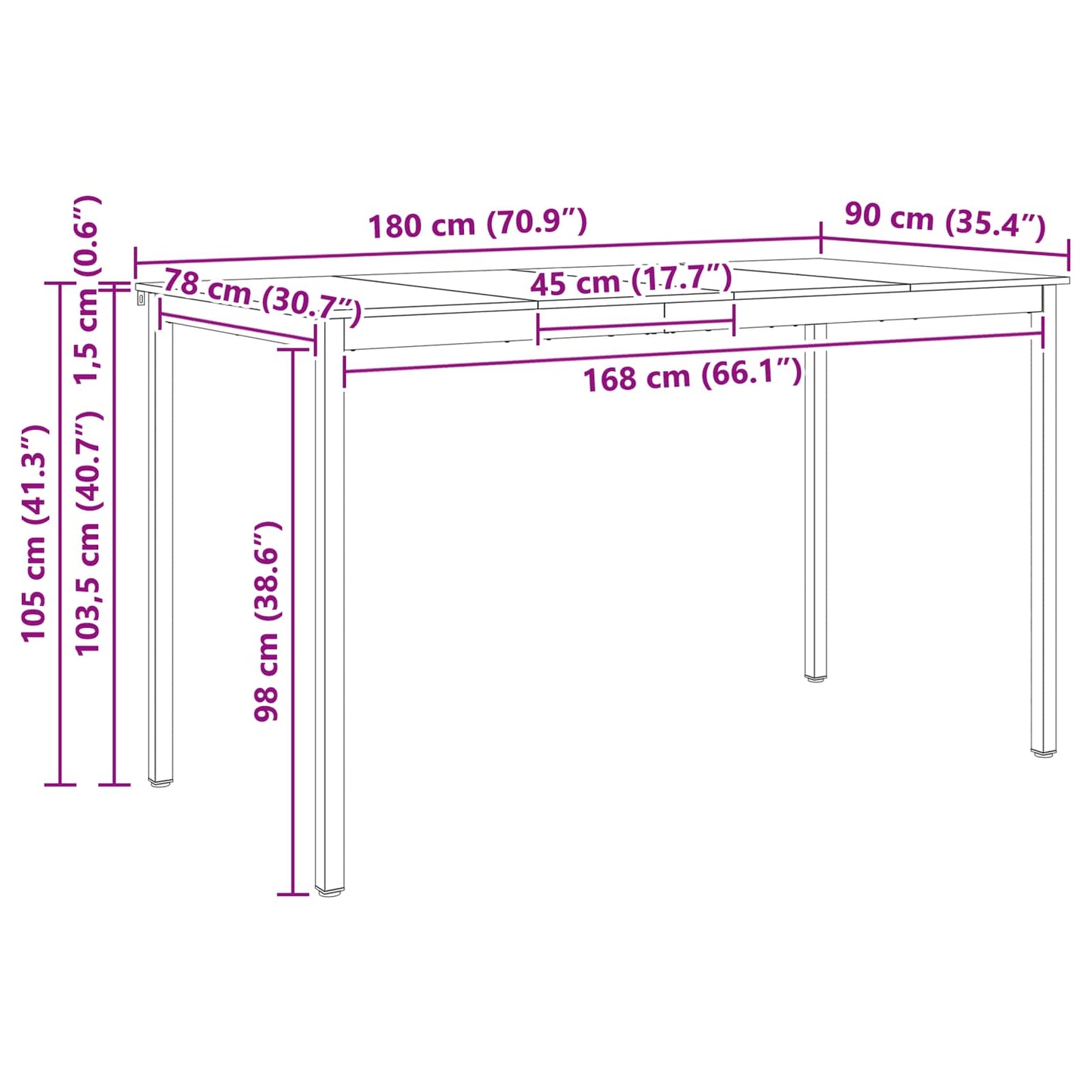 vidaXL Τραπέζι μπαρ Φυσικό 110 x 55 x 105 εκ. Στερεά ξυλεία πεύκου