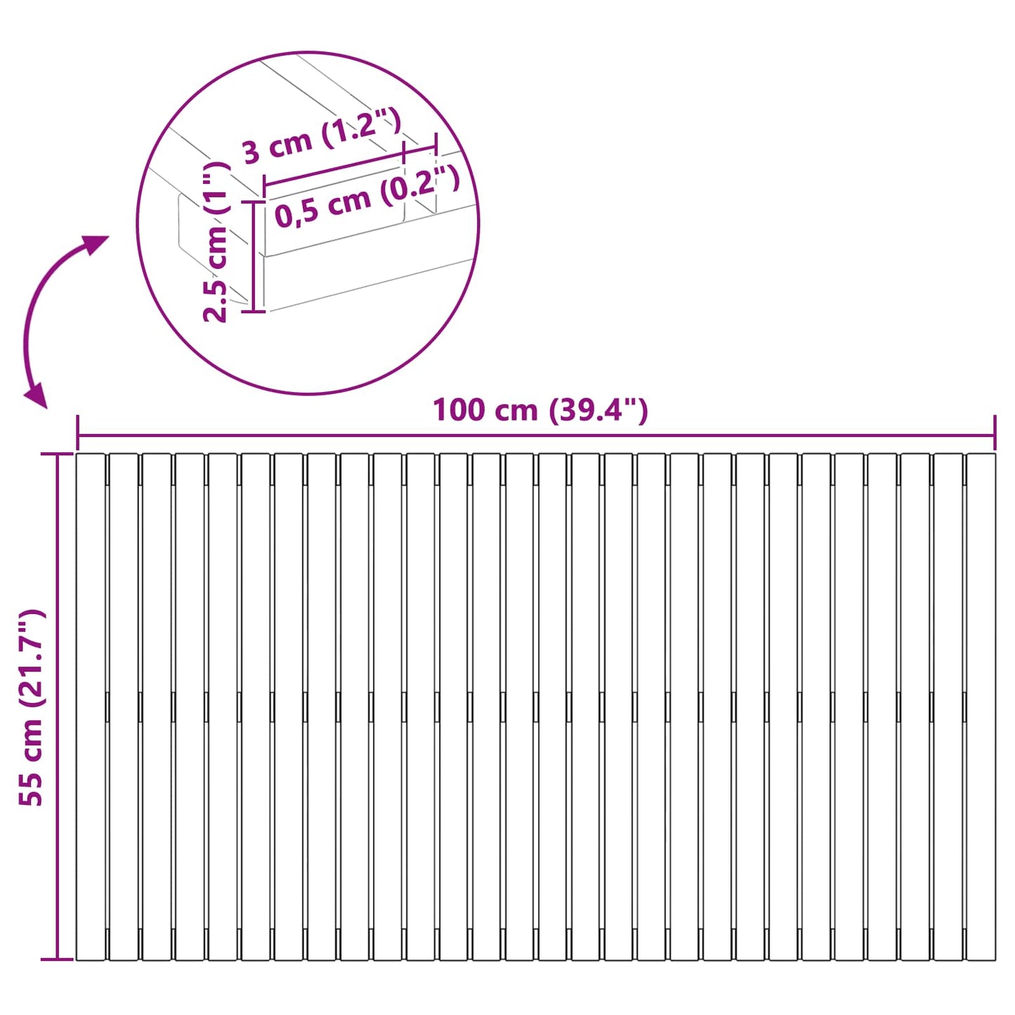 vidaXL Πατάκι μπάνιου Μονόχρωμο Καφέ 100 x 55 cm Στερεό Ξύλο Ακακίας