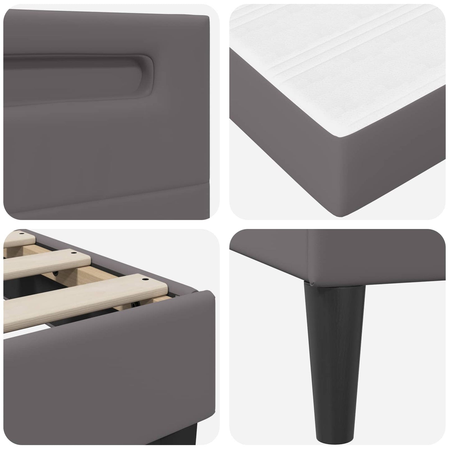 vidaXL Σκελετός κρεβατιού με στρώμα Γκρι 120 x 190 cm Τεχνητό Δέρμα