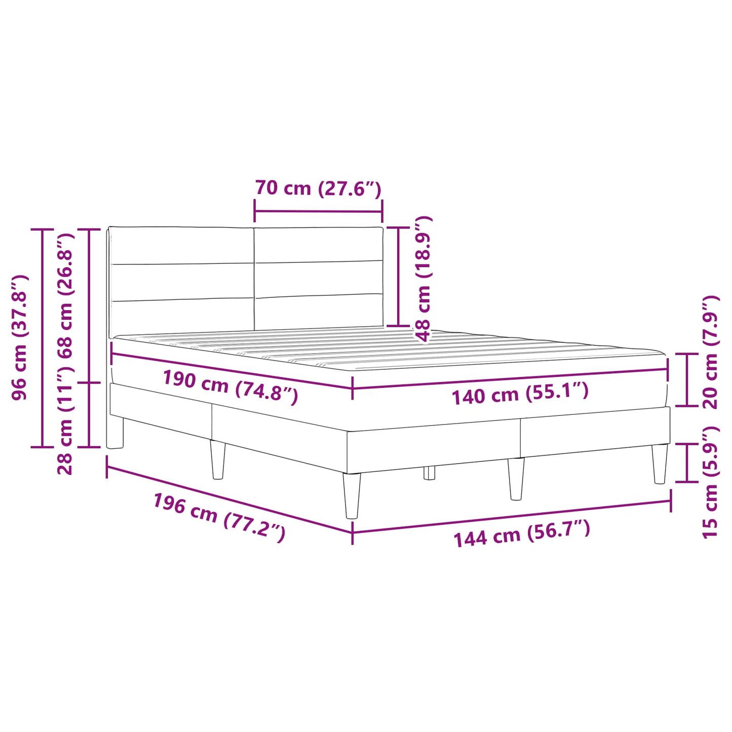 vidaXL Σκελετός Κρεβατιού Taupe 140 x 190 cm Πολυεστέρας