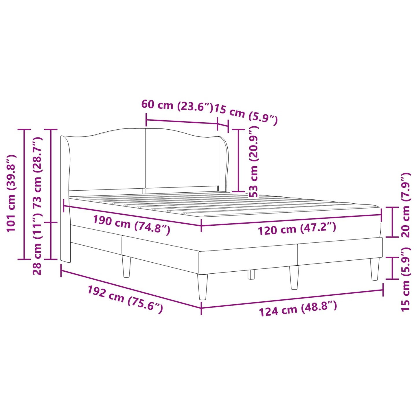 vidaXL Σκελετός κρεβατιού με στρώμα Μαύρο 120 x 190 cm Τεχνητό Δέρμα