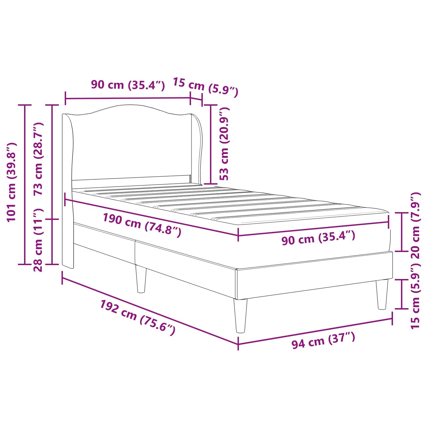vidaXL Σκελετός Κρεβατιού 2 τεμ. Ανοιχτό γκρι 90 x 190 cm Βελούδο