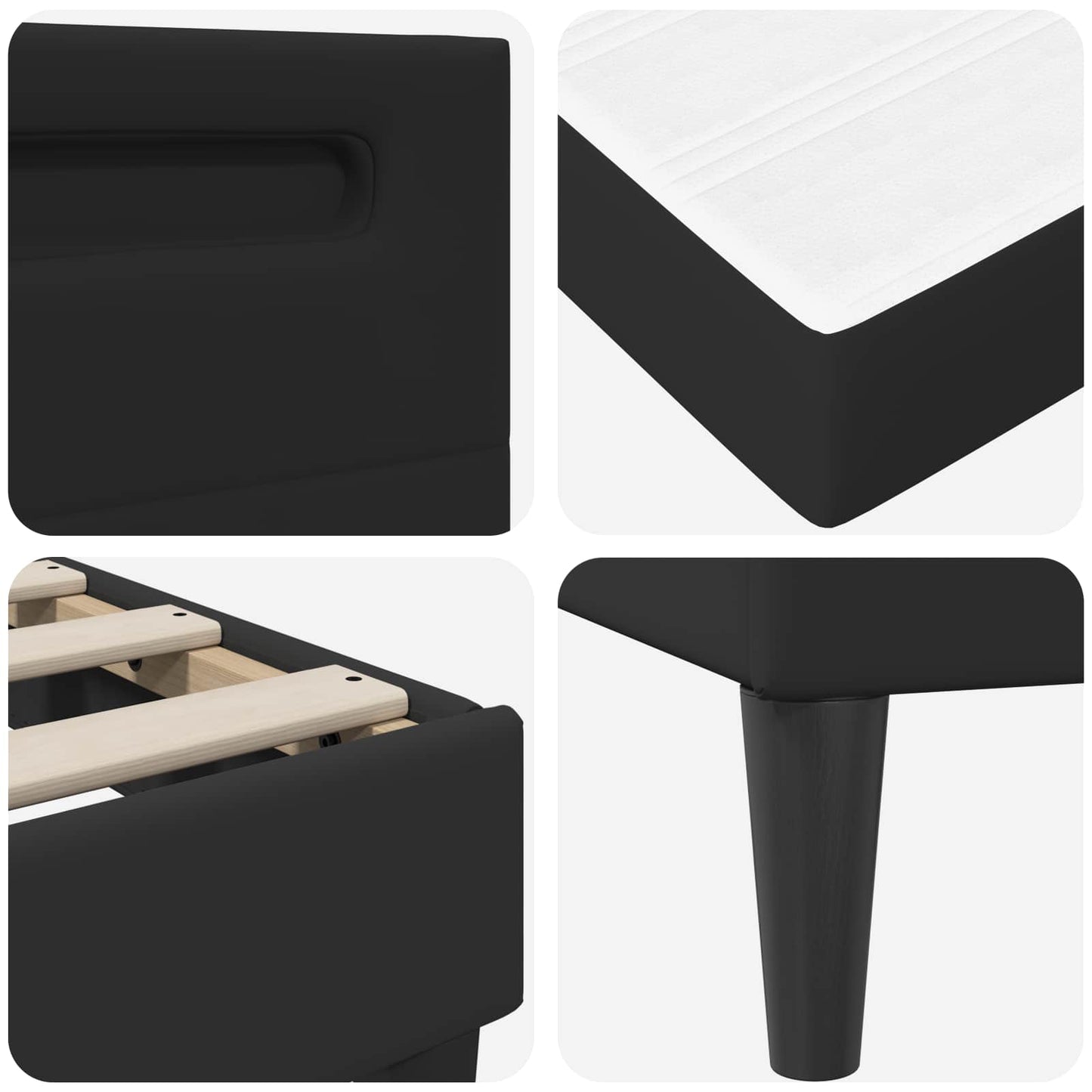 vidaXL Σκελετός Κρεβατιού με κεφαλάρι Μαύρο 90 x 190 cm Τεχνητό Δέρμα