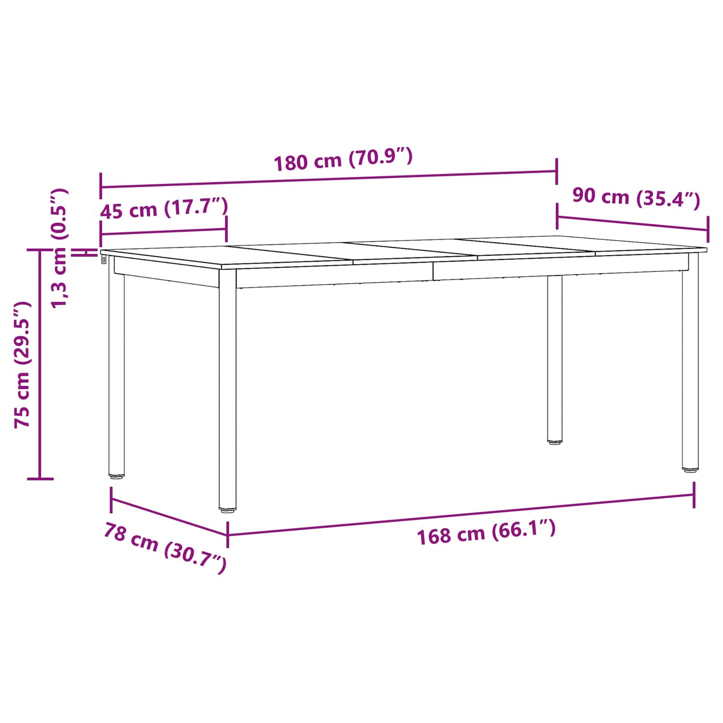 vidaXL Τραπεζαρίες 180 x 90 x 75 cm Επεξεργασμένο Ξύλο Ορθογώνιος